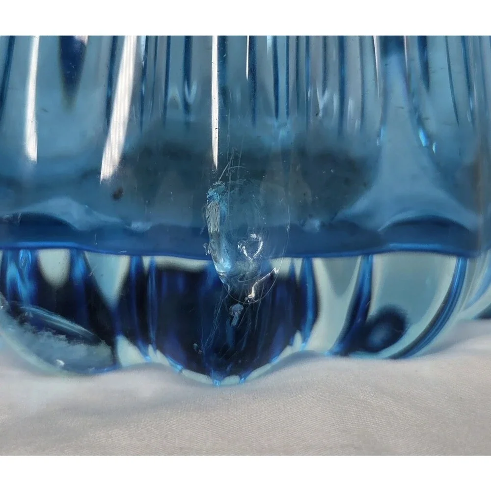 Large Vintage Mid Century Murano Mermaid Tail Blue Glass Vase No Tag & Chips